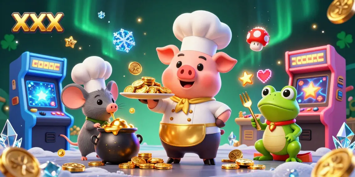 Experience the exciting gameplay of xxx with a chef pig and gaming elements in a vibrant casino setting