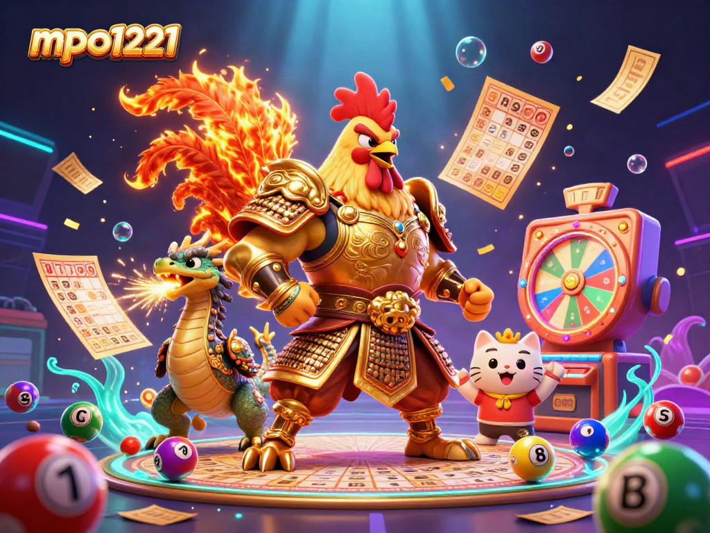 Mpo1221 triggers excitement with a vibrant 3D casino scene featuring entertaining lottery elements and captivating characters.