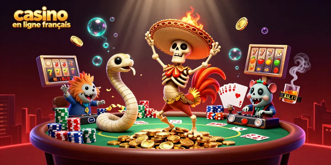 Jouez aux jeux de casino en ligne français avec ce visuel dynamique et coloré.