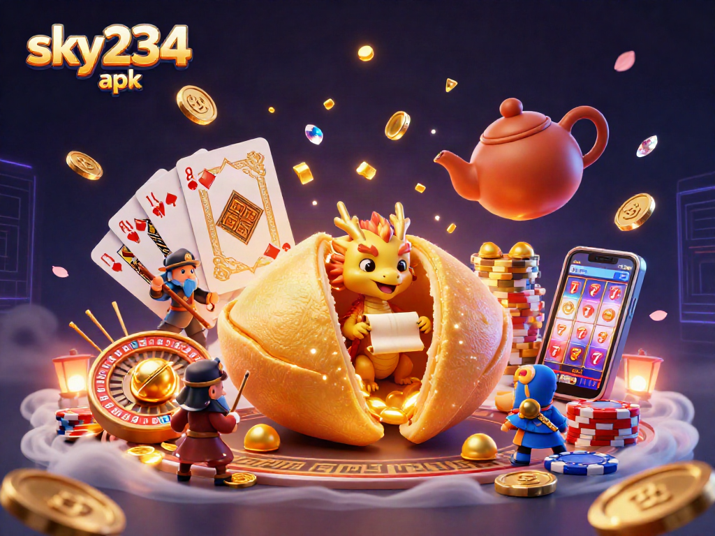 Engage with the sky234 apk platform showcasing a vibrant casino atmosphere filled with fortune symbols and dynamic gameplay.