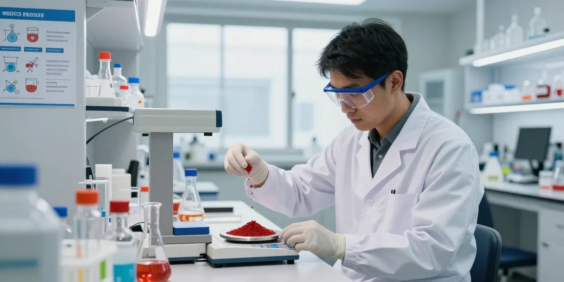 Buy Phosphorus Red in a professional laboratory setting with a chemist weighing chemicals for precise applications.