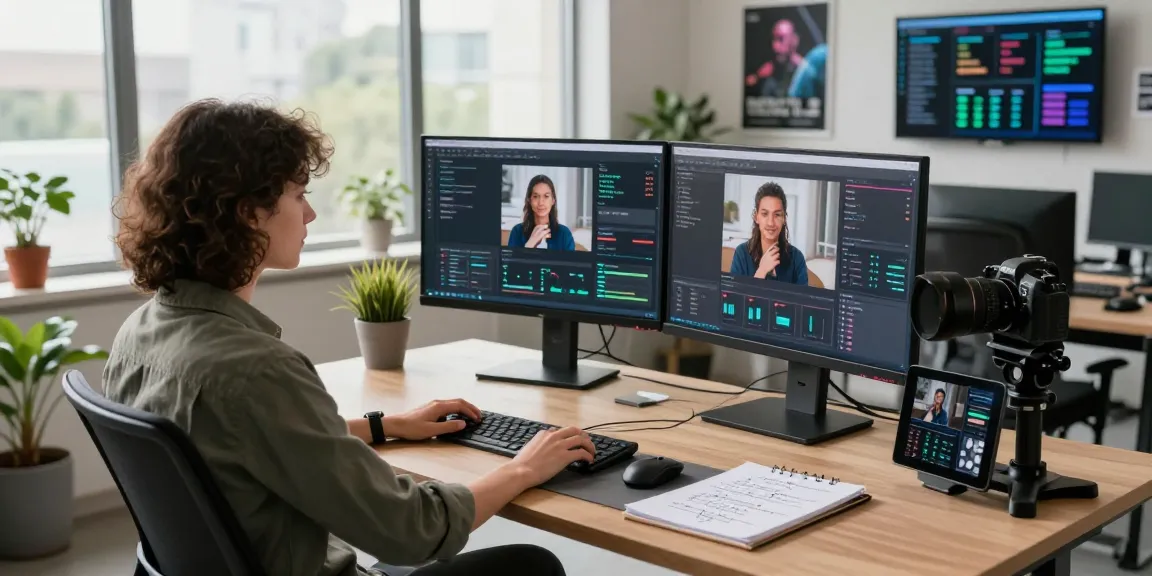 Data analyst in high-tech workspace using AI tools to detect ai image precision and accuracy.