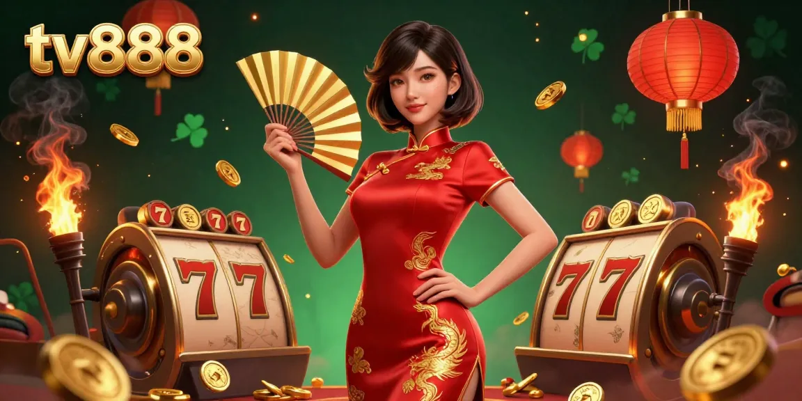 Experience the thrill at tv888 with vibrant slot reels and captivating characters, radiating excitement.