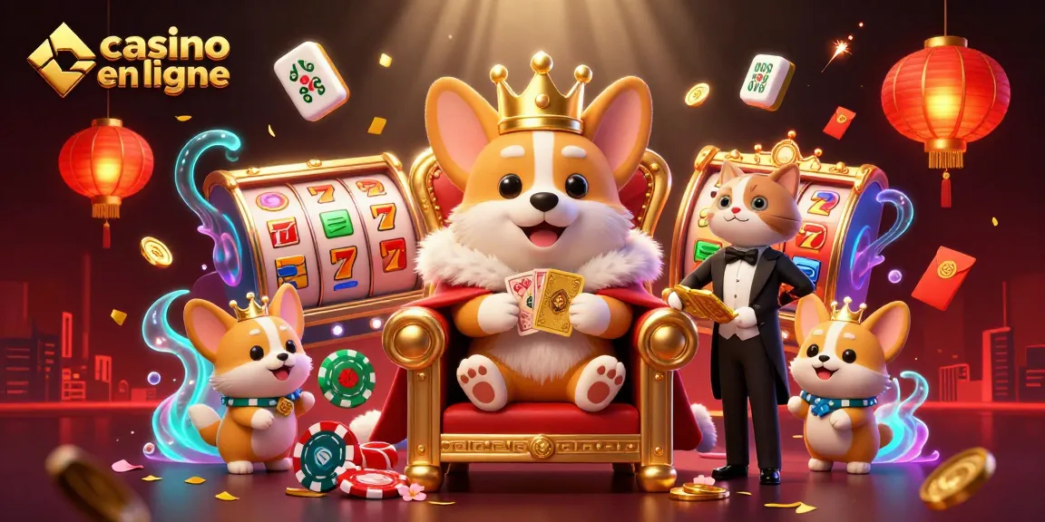 Profitez de moments palpitants au casino en ligne avec un corgi royal et des éléments de jeu amusants.