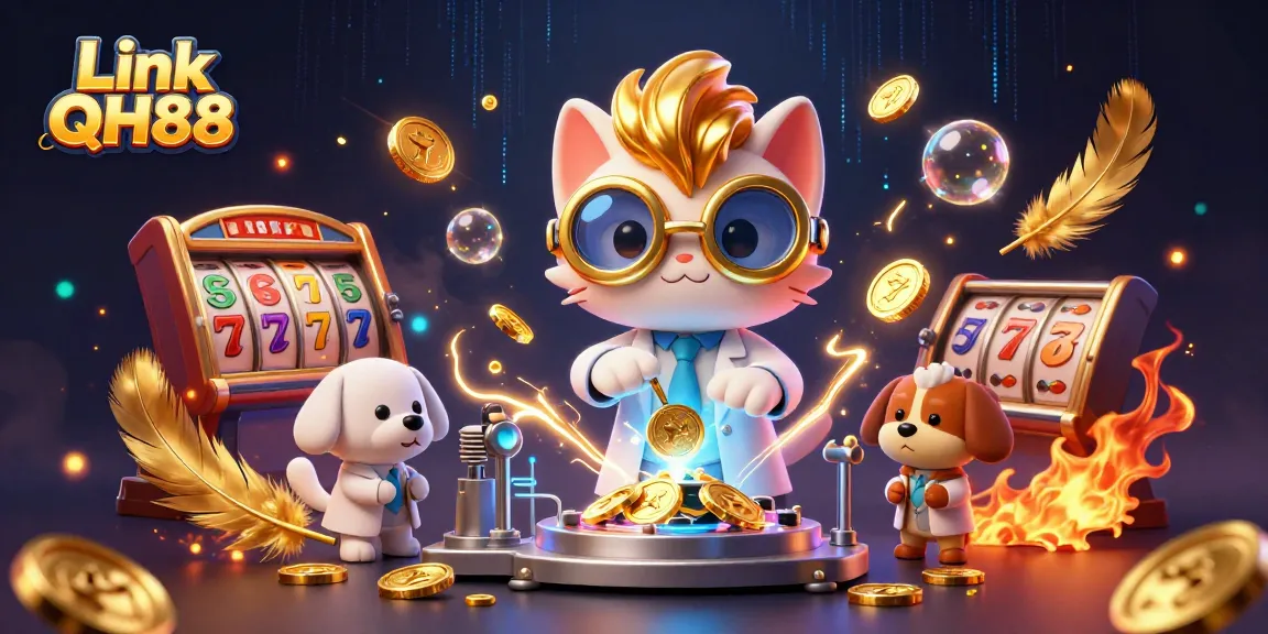 Win big with Link QH88 in this vibrant casino-themed digital illustration.