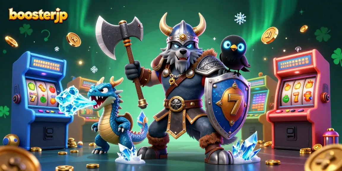 Mainkan game slot di boosterjp dengan petualangan seru Viking, naga, dan koin emas.