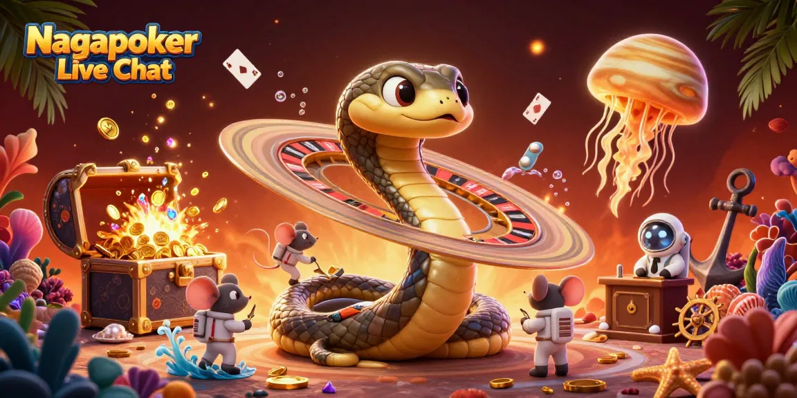 Experience thrilling bets at Nagapoker Live Chat amid vibrant cosmic gaming elements.