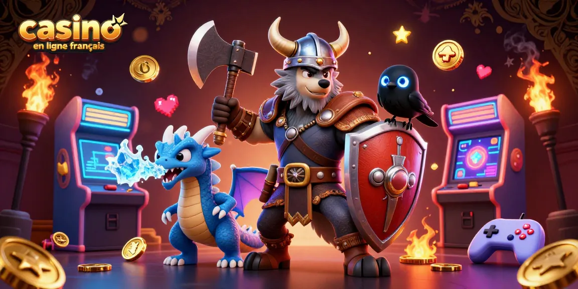 Jouez au casino en ligne français avec des personnages colorés et de la chance dans un espace artistique rempli d'animations.