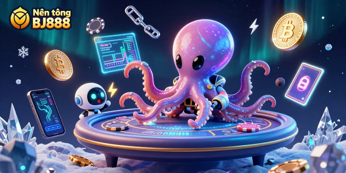 Experience thrilling gaming at Nền tảng BJ888 with vibrant alien characters and dynamic crypto elements.