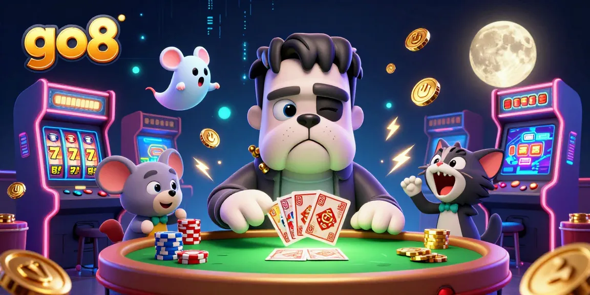 Engage in thrilling gameplay at go8, featuring a spooky casino scene with unique characters and vibrant elements.