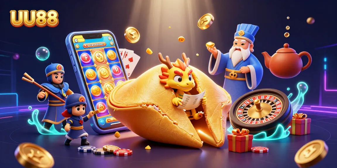 Win big with UU88's exciting casino elements in a vibrant 3D illustration.