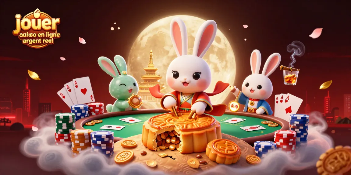 Jouez au casino en ligne argent réel avec un lapin légendaire au poker et au tapis vert rempli de jetons.