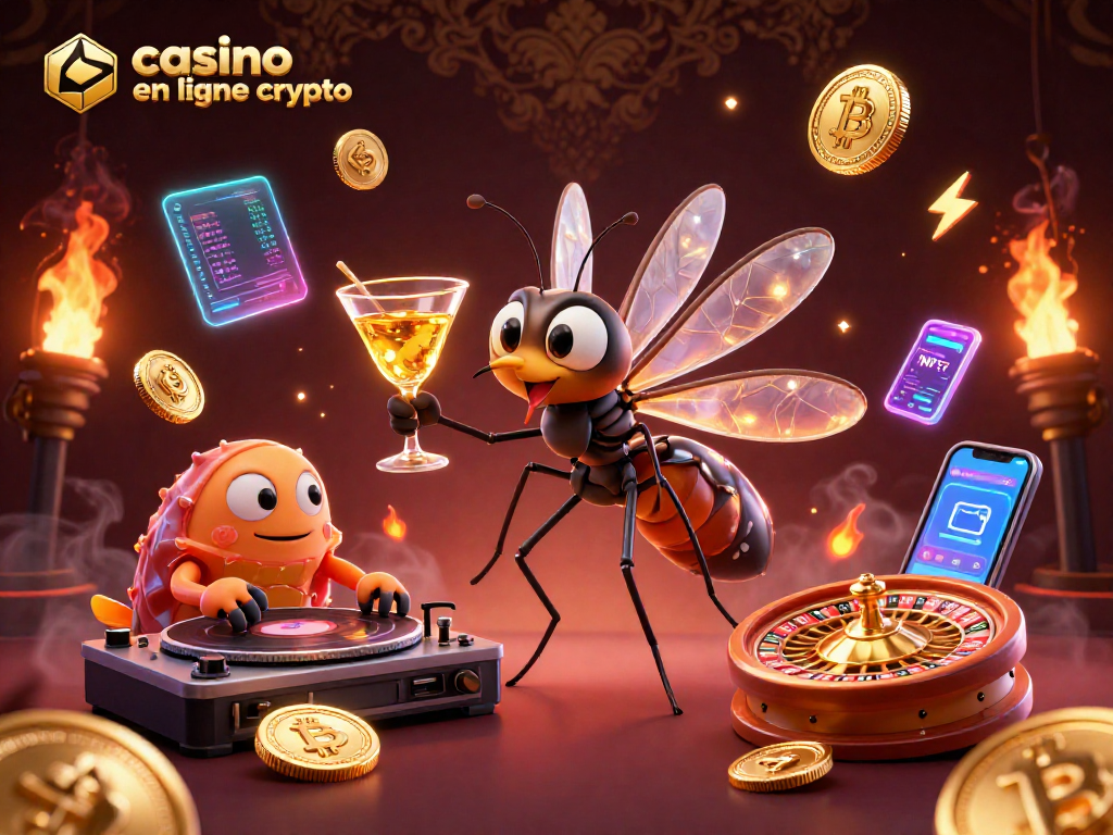 Jouez sur un casino en ligne crypto avec des personnages amusants autour de jeux et de cryptomonnaies.