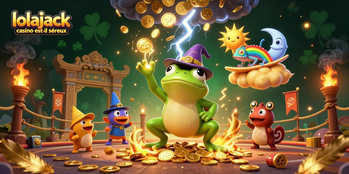 Experience the excitement of Lolajack Casino est-il sérieux with golden coins swirling in a vibrant 3D scene.