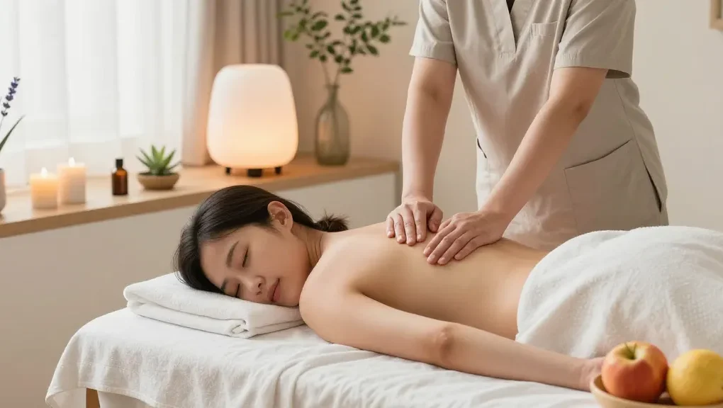 Relaxing 부천출장마사지 scene showcasing a tranquil massage session in a serene environment.