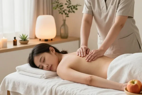 Relaxing 부천출장마사지 scene showcasing a tranquil massage session in a serene environment.